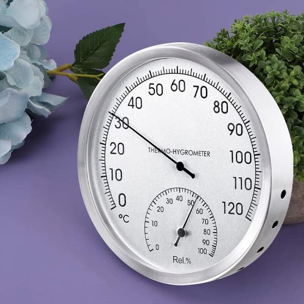 Termometer och hygrometer 2 i 1, metalltermometer, analog