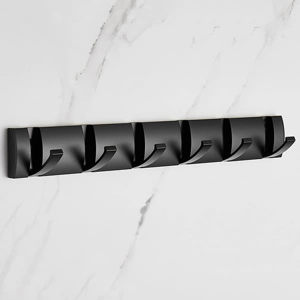 Vægmonteret tøjstativ med 6 kroge, moderne sort foldbar