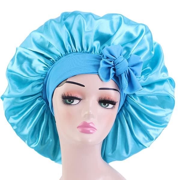 Satin Hat Silkehat Hårhat (L.blå) Jumbo Størrelse til at sove