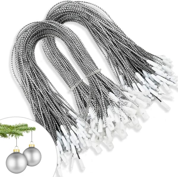 200 stycken silverfärgade julgransprydnader, krokar, h