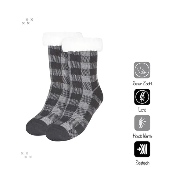 Julegave - Tykke sokker - Klassisk sort plaid - Egnet