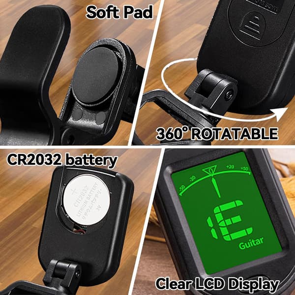 Gitarrstämmare Clip On, Digitala stämmare för gitarrtillbehör med plektrum, för akustisk gitarr, elgitarr,
