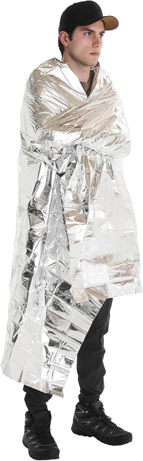 4 stykker nødtæpper Foldbare Sølv 160×210cm