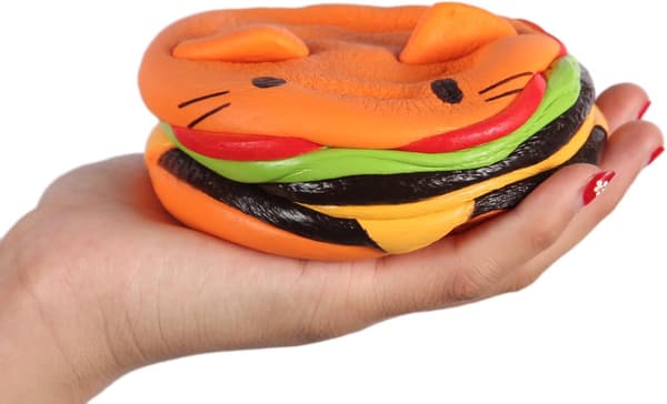 3-pack Hamburger Katt Mjuka Leksaker 3D Squishy Leksaker Stresslindring