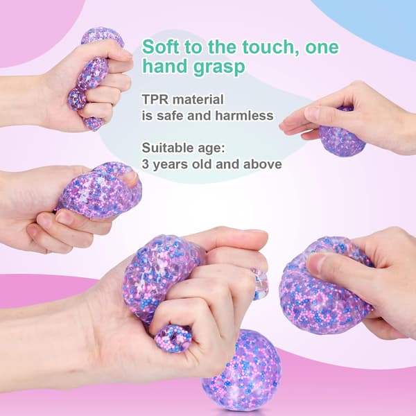 Stressbolde, Squishy Bold (Lilla), Klemmelegetøj, Fidgetlegetøj