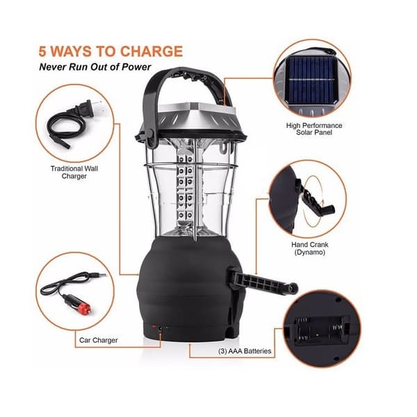 36LED Multifunktionell Solar Handvevsgenerator & 36LED Campinglampa