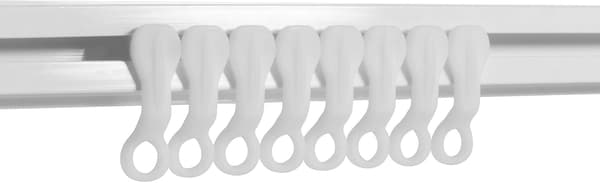 Vita gardinglidkrokar i plast, 50-pack