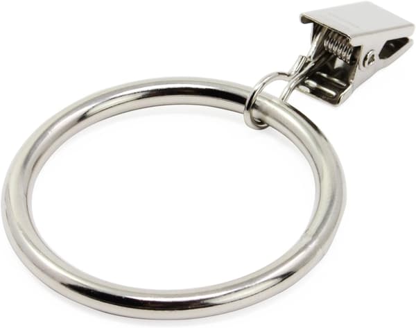 20 gardinringar med klämma, 38 mm innerdiameter (silver)