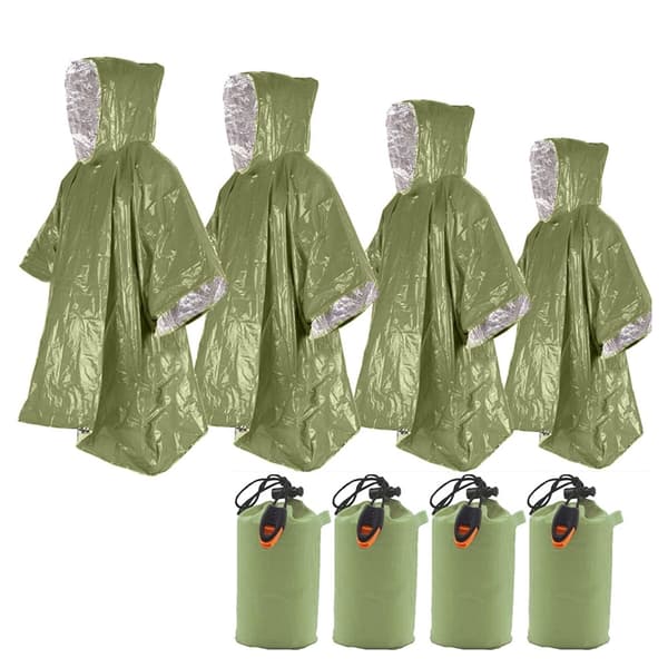 4-pack regnjackor för utomhusbruk, överlevnad, camping, vandring