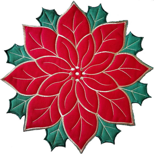 Dækkeservietter, julepynt, rød og grøn broderi, 4