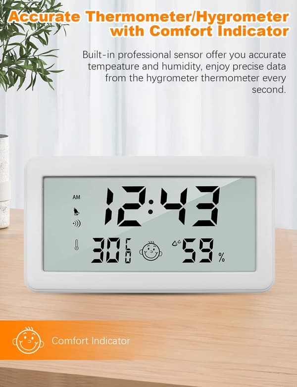 Multifunktionell termometer hygrometer väckarklocka, digital klocka