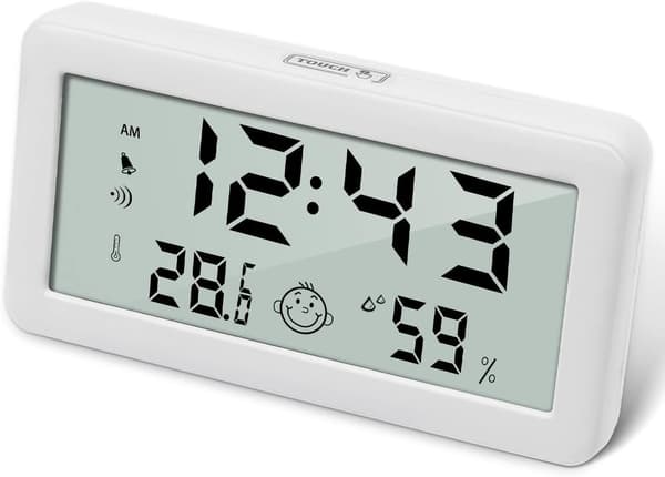 Multifunktionstermometer Hygrometer Vækkeur, Digitalt Ur