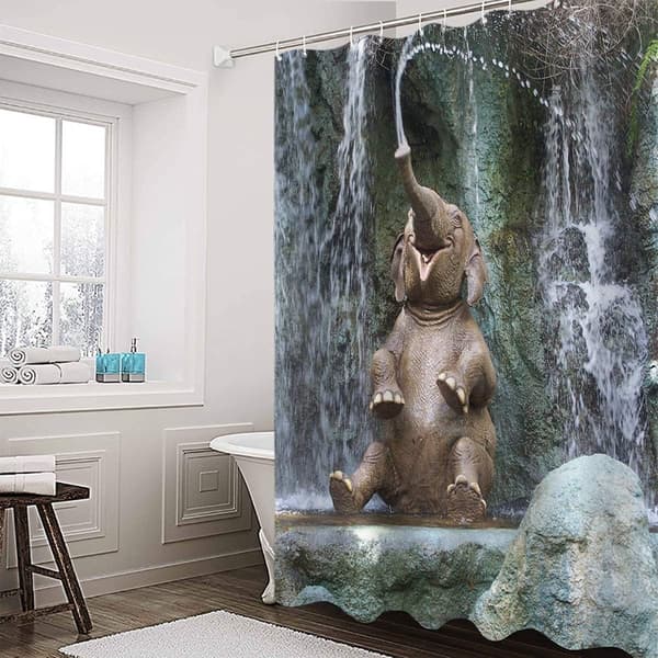 Duschdraperi i polyester 180 x 180 cm badrum med krokar, m