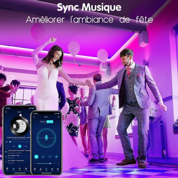 LED-list 20m, LED Sovrum Bluetooth, LED-list Styrd av APP Fjärrkontroll, LED för Sovrum