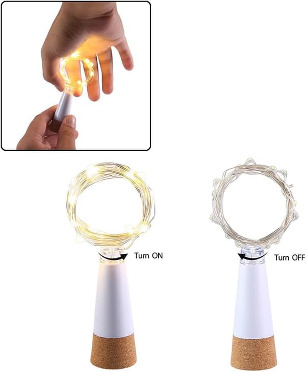 LED-vinflasklampor, (kallvit, 3-pack) USB-uppladdningsbara