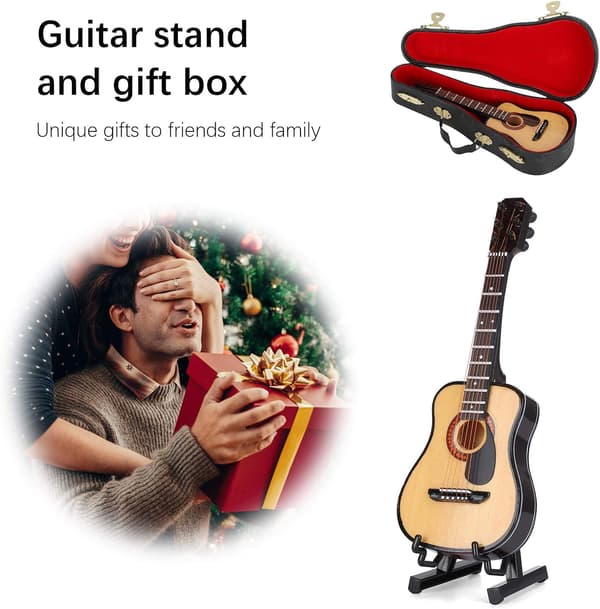 15 cm miniatyrgitarrprydnad i trä, mini-musikinstrument