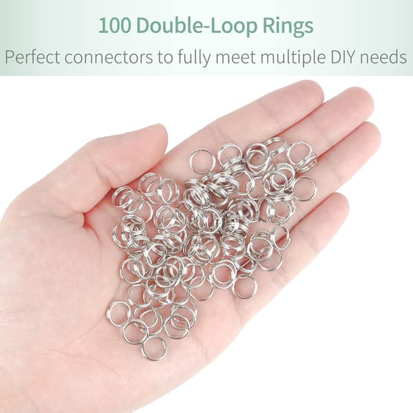 400-pak nøglering 10 mm mini splitring med dobbelt splitspænder nøglering lille metalsplitring