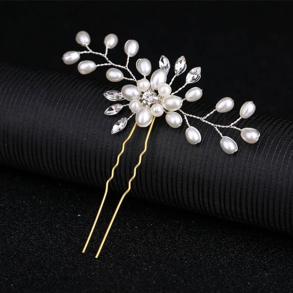 Bröllopshårklämmor, Brudpärlhårklämmor med strass