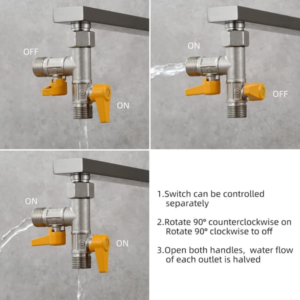 3-vejs ventil 1/2 T-fitting håndbruser og hovedbruser brusearm 3-vejs messingomskifterhaneadapter sluk