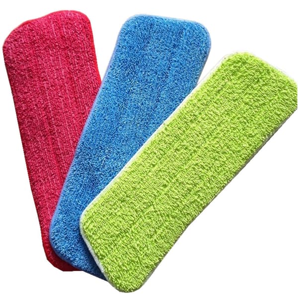 Mikrofiber Moppehoveder (Rød, Blå, Grøn), Våd- og Tørmoppe Erstatningsklude