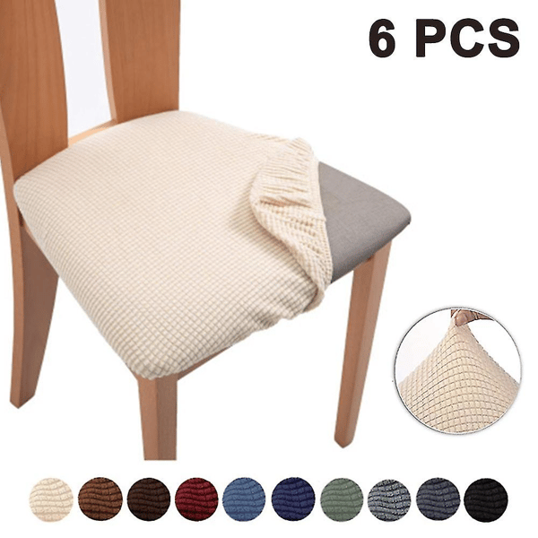 6 st stretchiga jacquardstolsöverdrag, avtagbar sittdyna