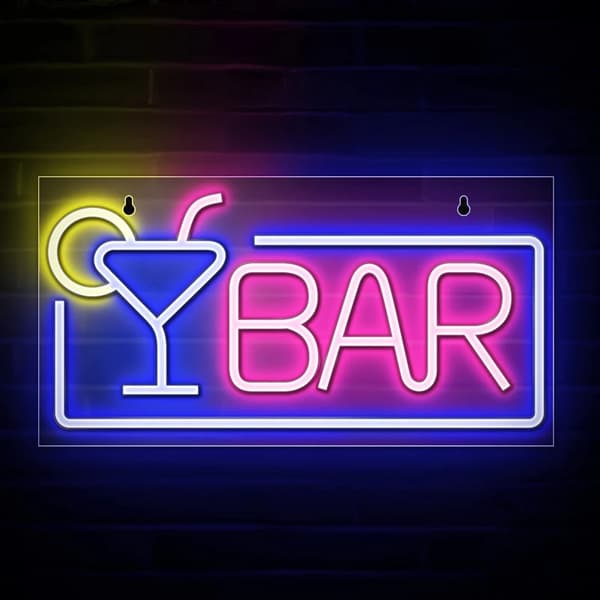 Bar Neonljusskylt Fest Neon Vinglaslampa Väggkonst Sovrum