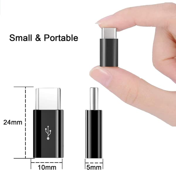 4 kappaletta USB C -sovitinta, USB C - Micro USB -sovitin Type C uros - Micro USB naarasliitin, Micro USB - USB Type C