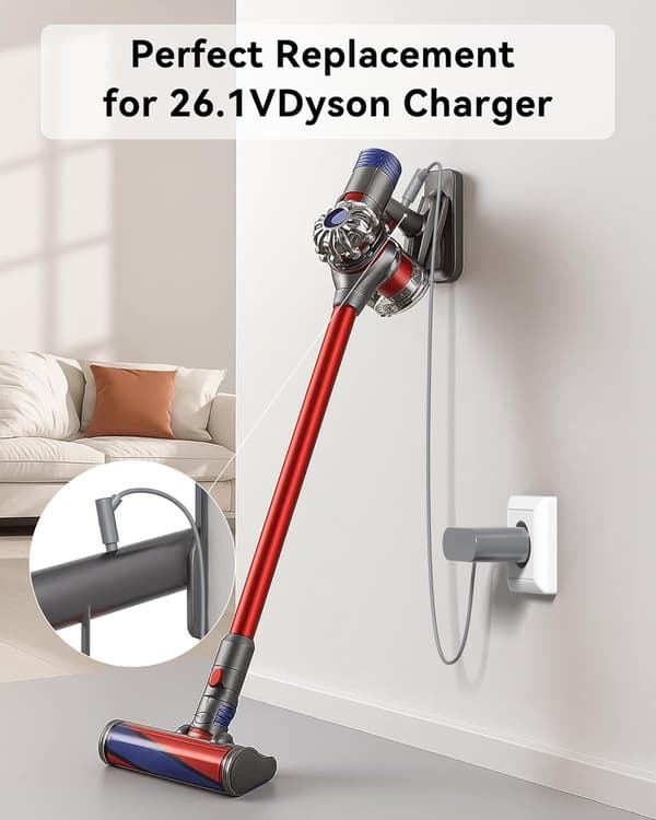 26.1V Oplader egnet til Dyson V6 V7 V8, Erstatningsoplader egnet til Dyson, Kabel 1.8 m