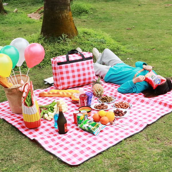 Rödrutig picknickfilt - 150 * 150 cm - Mois