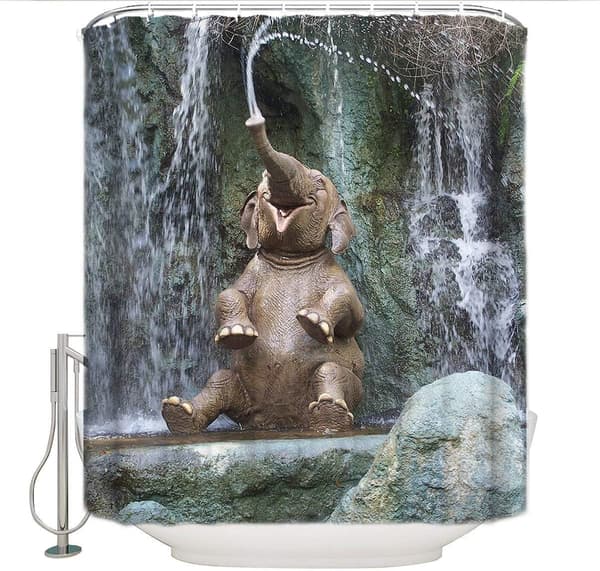 Duschdraperi i polyester 180 x 180 cm badrum med krokar, m