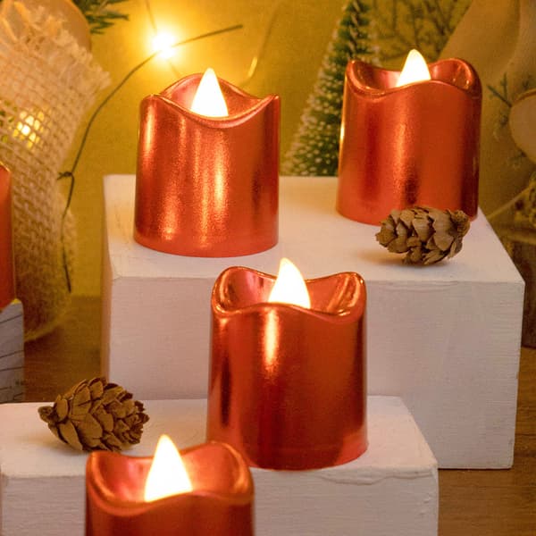 6 st pläterade röda LED-värmeljus Julhelg bröllop