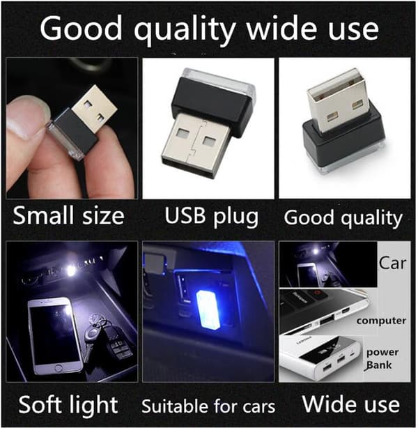 2 STK Mini Bil Interiør Omgivelseslys Led Neonlys Usb Omgivelseslys