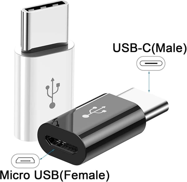 4 kappaletta USB C -sovitinta, USB C - Micro USB -sovitin Type C uros - Micro USB naarasliitin, Micro USB - USB Type C