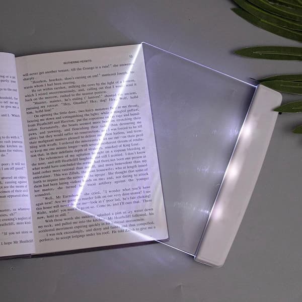Transparent LED-bokmärkeslampa, trådlös (vit)