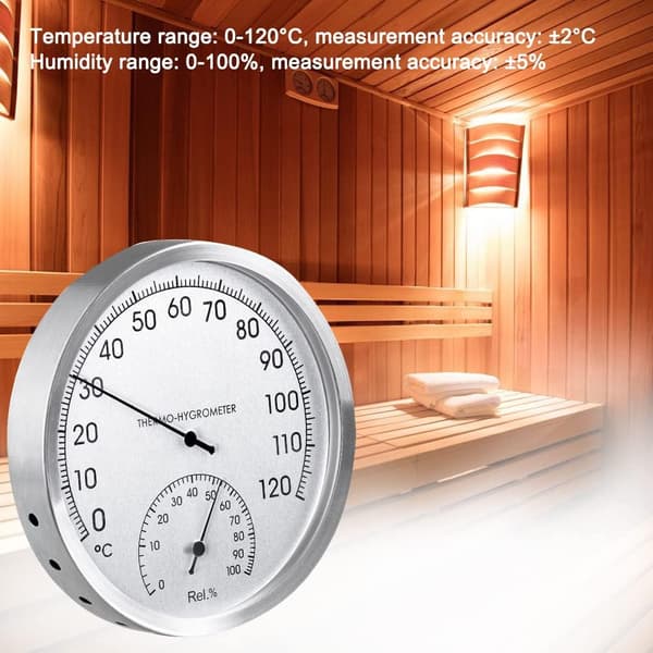 Termometer og hygrometer 2 i 1, metaltermometer, analog