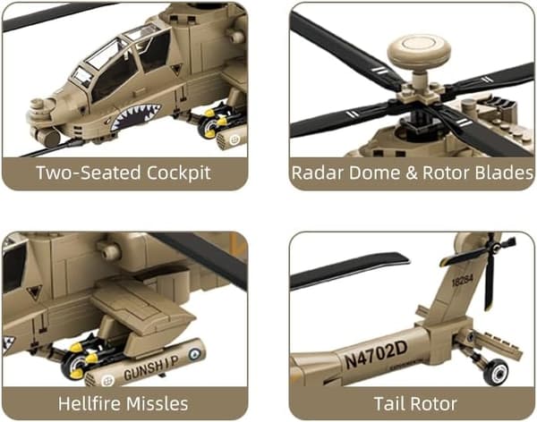 AH-64 Apache Helikopter Byggesæt - 255 Dele - Ai