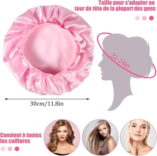 3-pak nathuer med satinhætter (sort, pink, leopard)