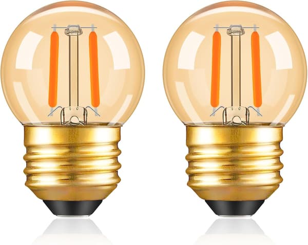 Kaksi E26 3W 2200K G40 LED lämmintä hehkulamppua