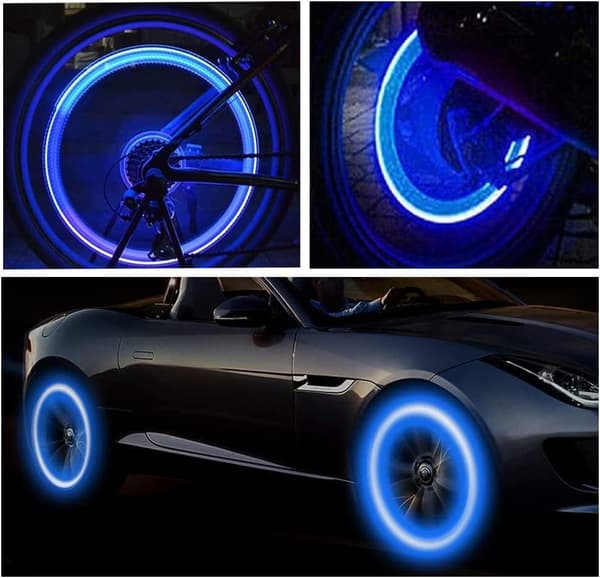 8-pack LED-ventilhattar för bilhjul (blandade färger)