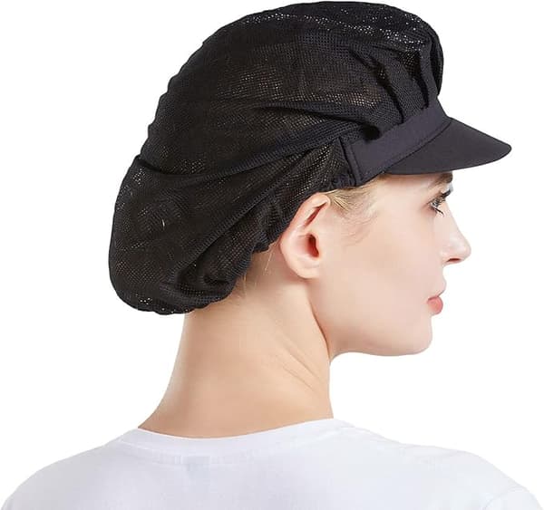 Kockmössa, fabrikscafé, mesh, andningsbar, 3 delar, svart