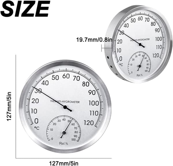 Termometer og hygrometer 2 i 1, metaltermometer, analog