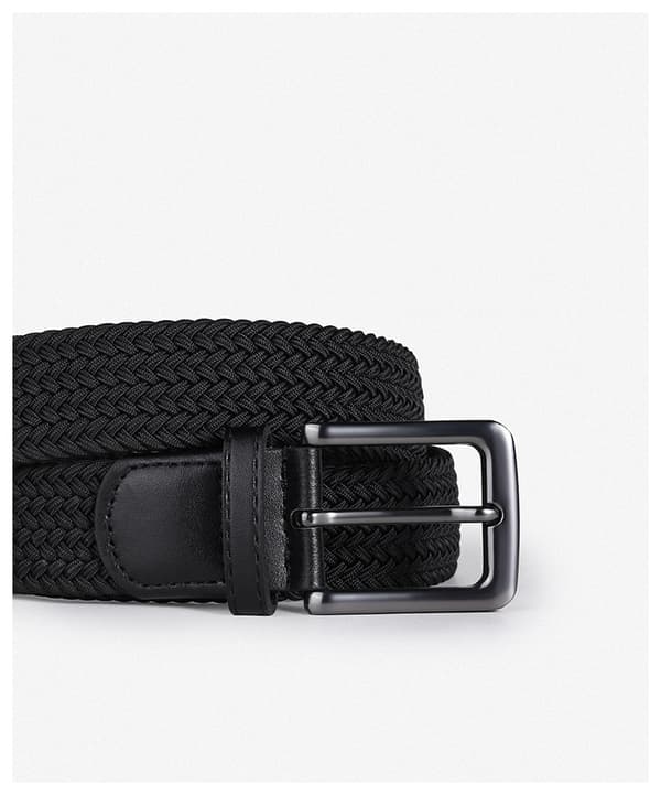 Flätat elastiskt bälte 125 cm, brett 34 mm, med silverspänne