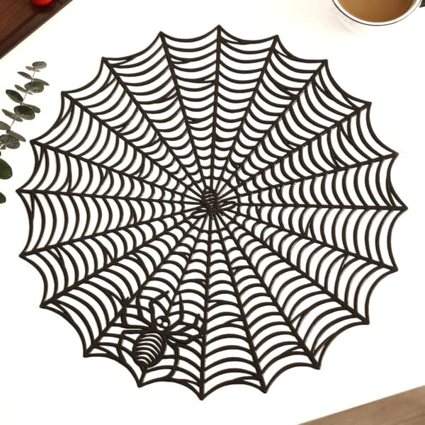 Halloween Spindelvæv Dækkeservietter, 38 cm, Sort, 4 stk.