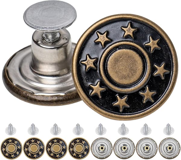 Byxknappsbyte, Metallbyxknapp, Jeansreparation, 8 st