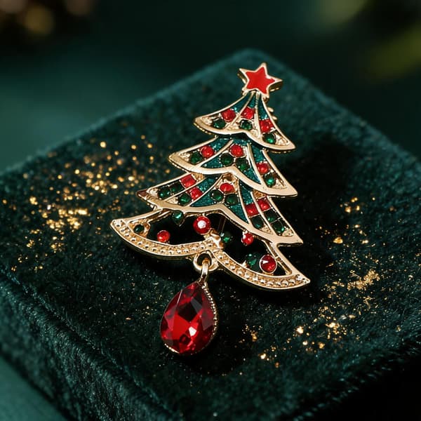 Julgransformad corsage och söt brosch