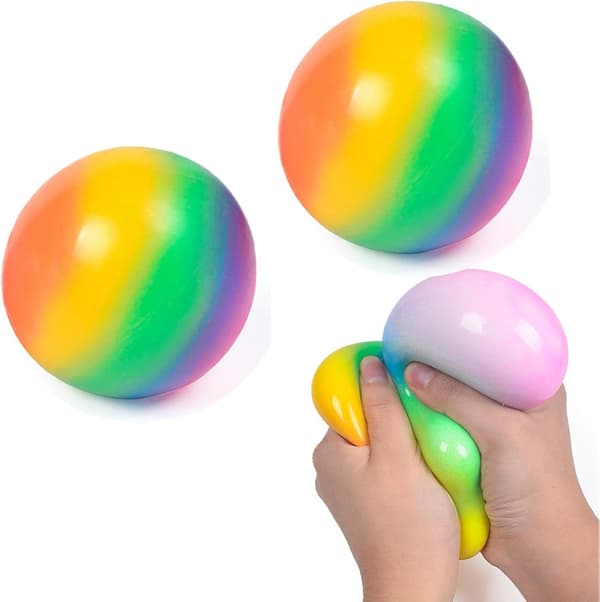 2-pack regnbågsfärgade klibbiga bollar för stresslindring - anti
