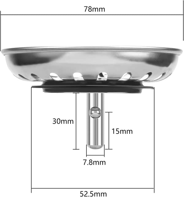 2 STK 78mm Universal Køkkenvaskprop Rustfrit Stål Vaskesi