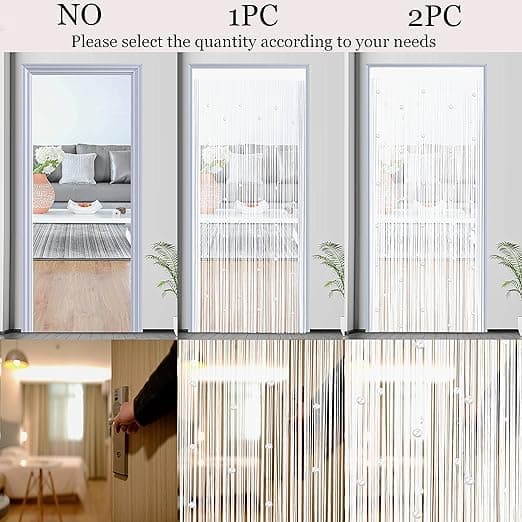 Perlegardin med draperet kappe, velegnet til døre (hvid, 100 * 200 cm)