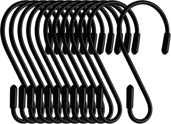 S-krokar 12-pack - Svart - 8 cm - S-formad - Maxlast: 5