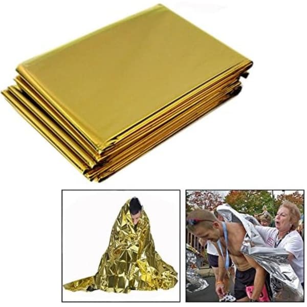 Bærbart nødtæppe til udendørs brug 160×210 cm (guld/